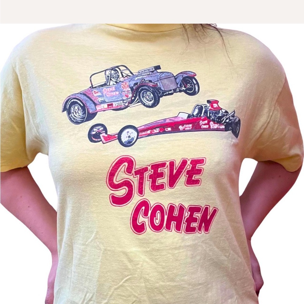 Yellow Graphic Tee with Car Print